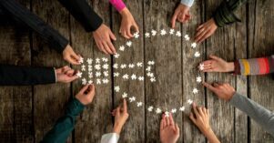 Teamwork and cooperation concept