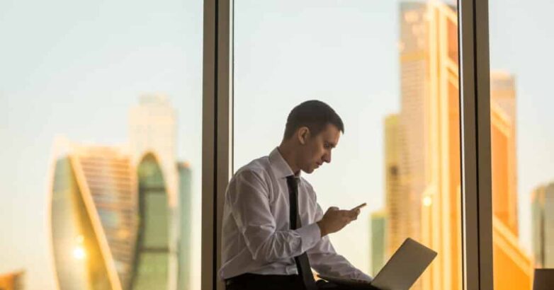 Successful businessperson in his office