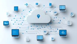 Hosting Network Icon with Two Tone Cloud and Interconnected Server Nodes Representing the infrastructure connectivity and scalability of modern cloud based data management and IT services