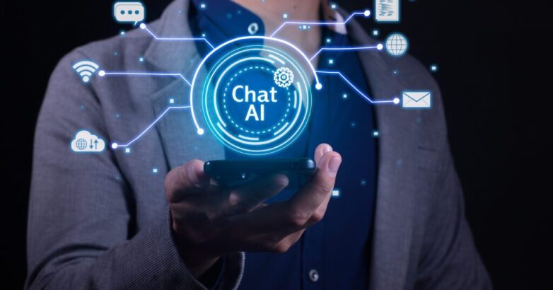 A man chats with an artificial intelligence from his smartphone and uses it to perform multiple tasks