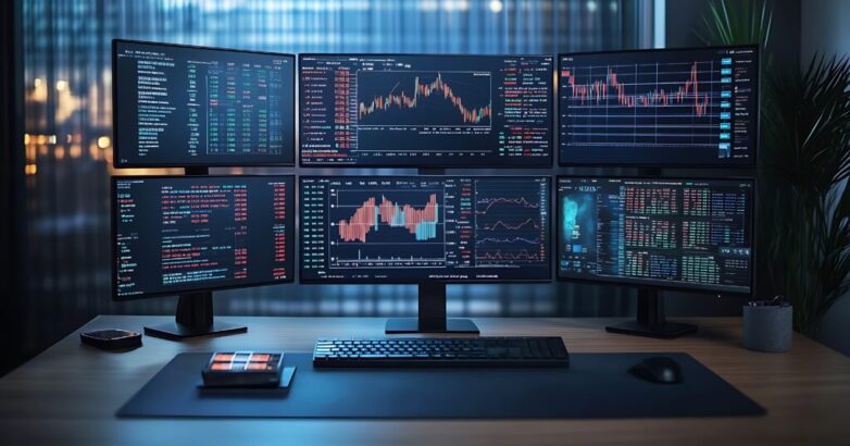 A stylish top-down view of a modern desk setup featuring multiple accessories, perfect for workspace inspiration.