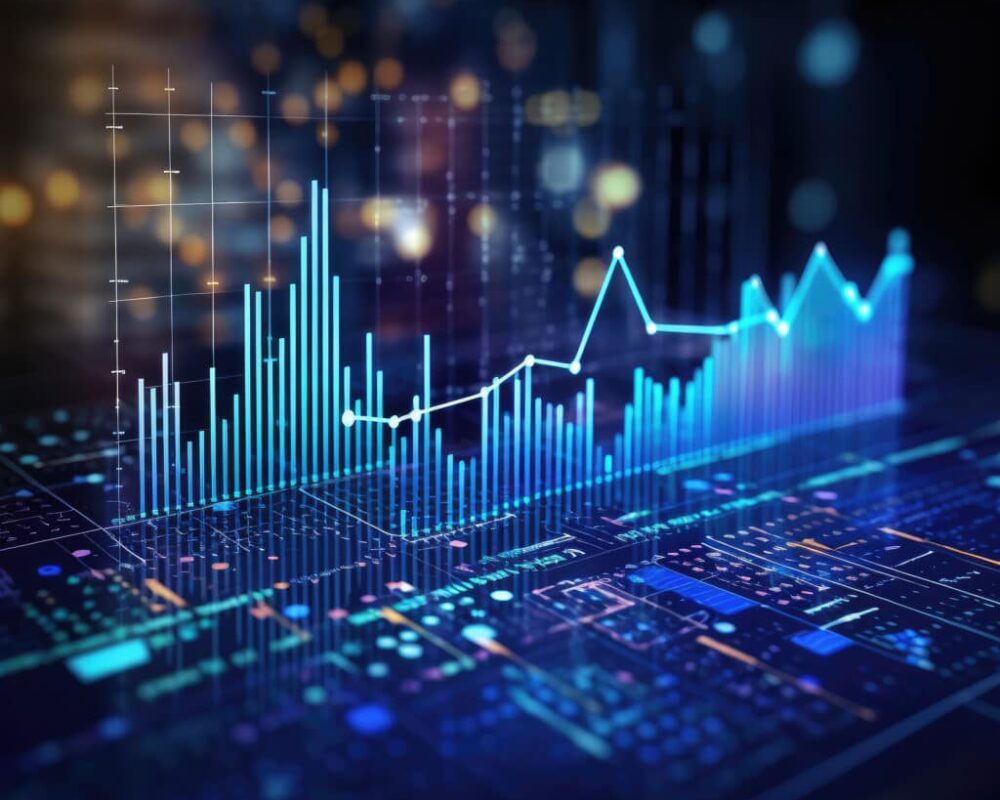 Business data analysis and analytics of customers insights with charts. Cloud illustration representing digital transformation