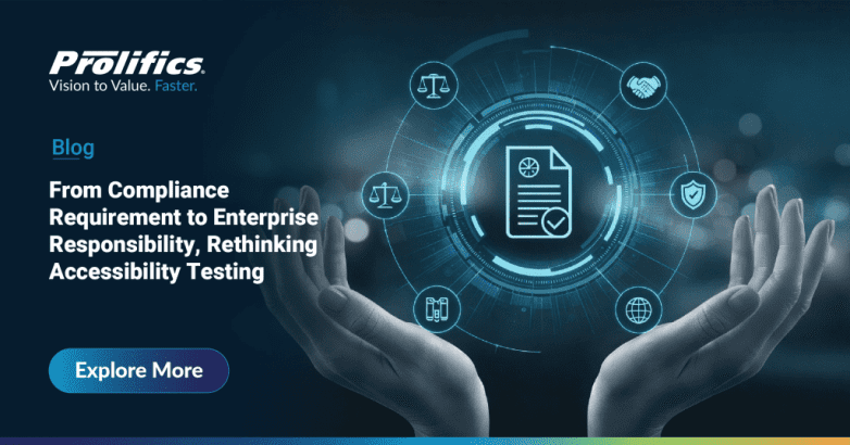 Accessibility testing transforming from compliance requirement to enterprise responsibility, illustrating digital accessibility compliance, WCAG accessibility guidelines, and inclusive digital experiences for enterprise applications.