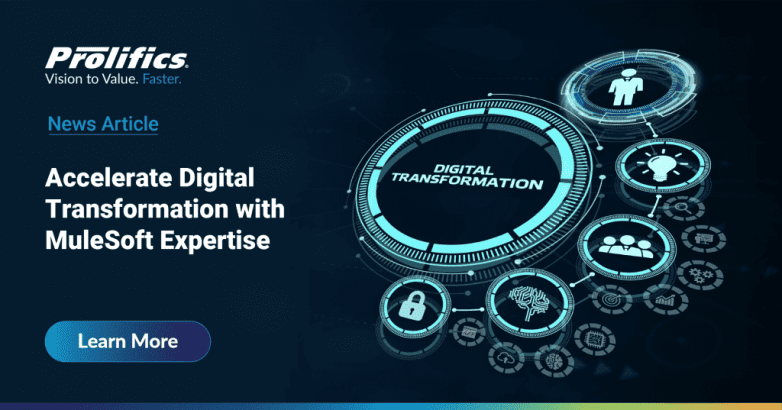 MuleSoft Integration Services showcasing digital transformation through a high-tech interface and unified ecosystem icons.