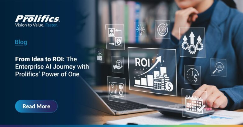 Enterprise AI Implementation Strategy illustration showing ROI growth and enterprise AI transformation journey