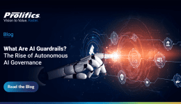 What are AI guardrails in generative AI blog banner illustrating autonomous AI governance, LLM security and safety, and enterprise AI guardrails implementation