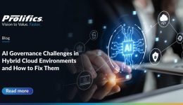 digital interface representing AI governance in hybrid cloud environments with icons for security, cloud, and automated intelligence.