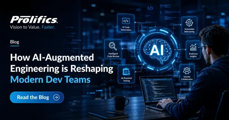 AI-augmented engineering reshaping modern dev teams — Prolifics blog on AI coding tools, intelligent code review, automated refactoring, and AI-powered testing for enterprise software development